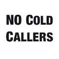 White 'No Cold Callers' doorbell sticker.
