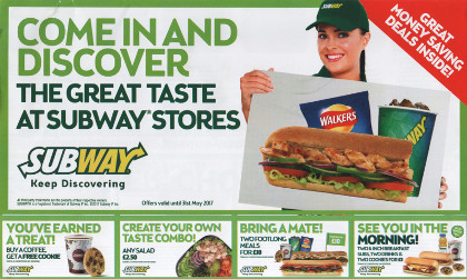 Junk mail from Subway.